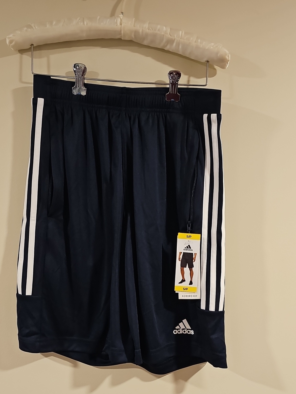 adidas Black Athletic Shorts with White 3-Stripes. Size S. Nwt.